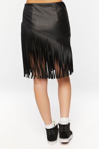 Faux Leather Fringe Midi Skirt, image 4