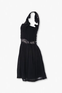 BLACK Crochet-Trim Fit & Flare Dress, image 2