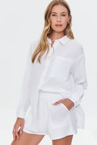 WHITE Cotton Poplin Shirt & Shorts Set, image 1
