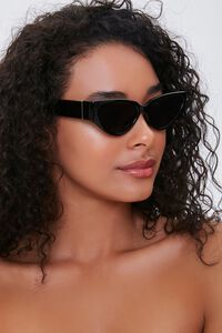 BLACK/BLACK Wide Cat-Eye Sunglasses, image 1