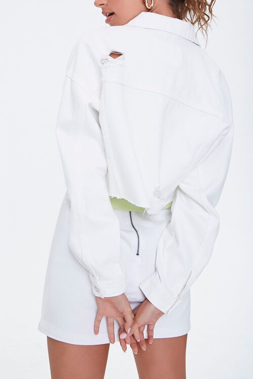 WHITE Distressed Denim Jacket, image 3