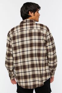 BROWN/WHITE Plaid Long-Sleeve Flannel Shirt, image 3