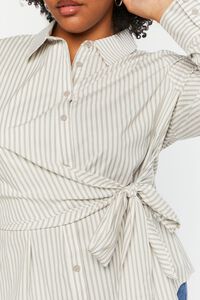Plus Size Striped Tie-Waist Shirt Tunic, image 5