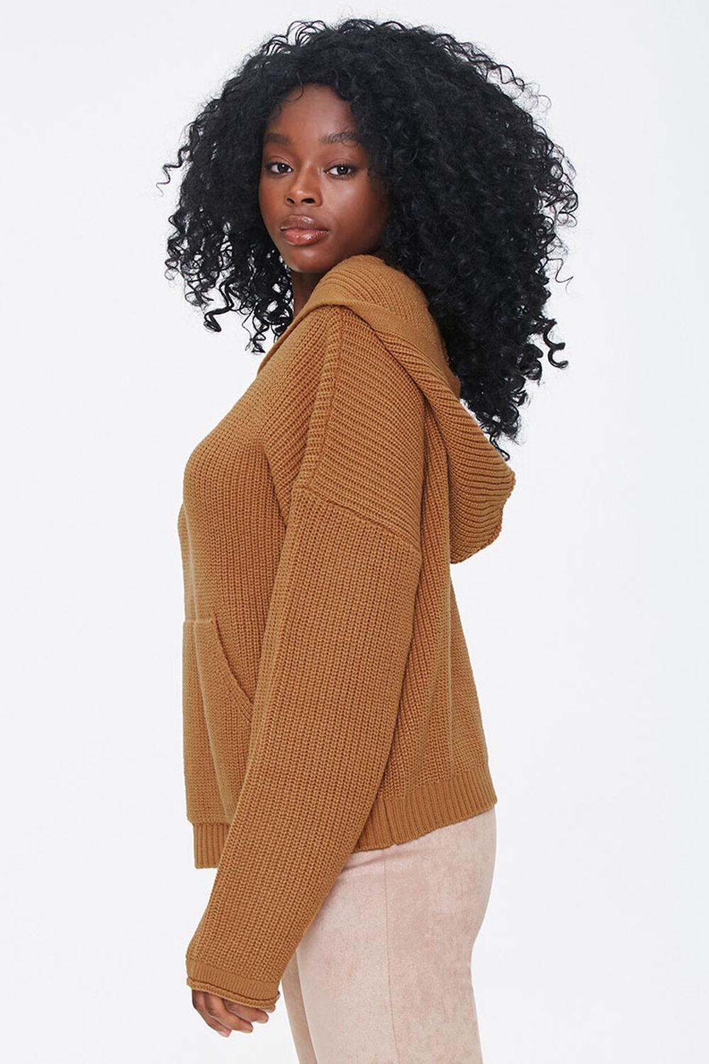 CAMEL Hooded Drop-Sleeve Sweater, image 3