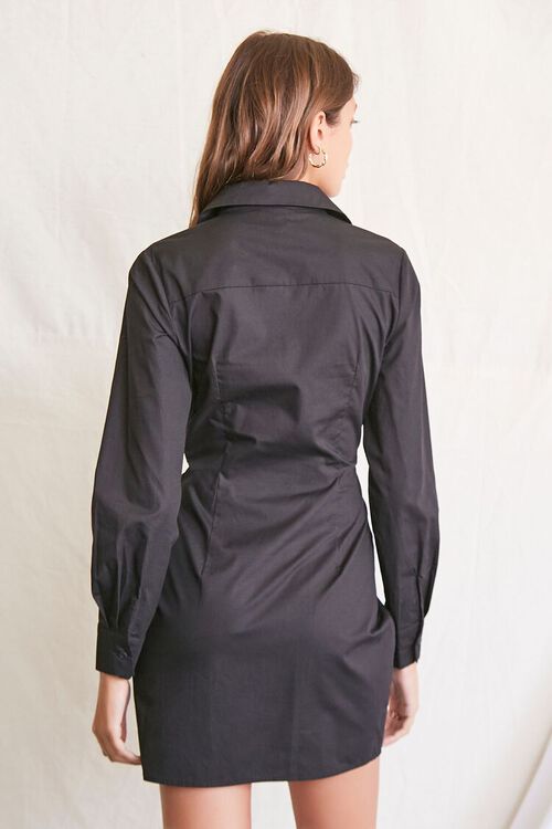 BLACK Ruched Shirt Mini Dress, image 3