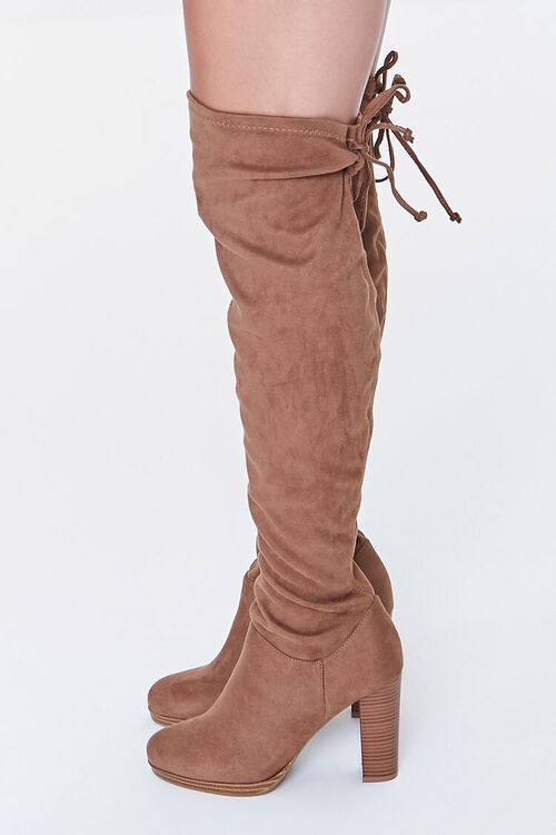 LIGHT BROWN Faux Suede Over-the-Knee Boots, image 2