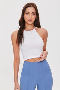 WHITE High-Neck Cropped Cami, image 1