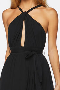 BLACK Belted Cutout Halter Maxi Dress, image 5