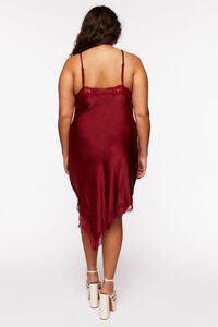 DARK RED Plus Size Lace-Trim Slip Midi Dress, image 3