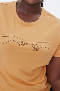 MUSTARD/BLACK Plus Size Touching Hands Graphic Tee, image 5