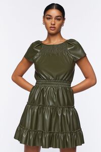 OLIVE Faux Leather Tiered Mini Dress, image 1