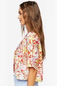 RED/MULTI Tropical Floral Print Cropped Shirt, image 2