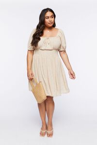 ASH BROWN/MULTI Plus Size Floral Puff-Sleeve Mini Dress, image 4