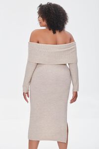 OATMEAL Plus Size Off-the-Shoulder Sweater Dress, image 3