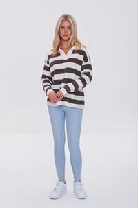 CREAM/BROWN Striped Sweater-Knit Pullover, image 4