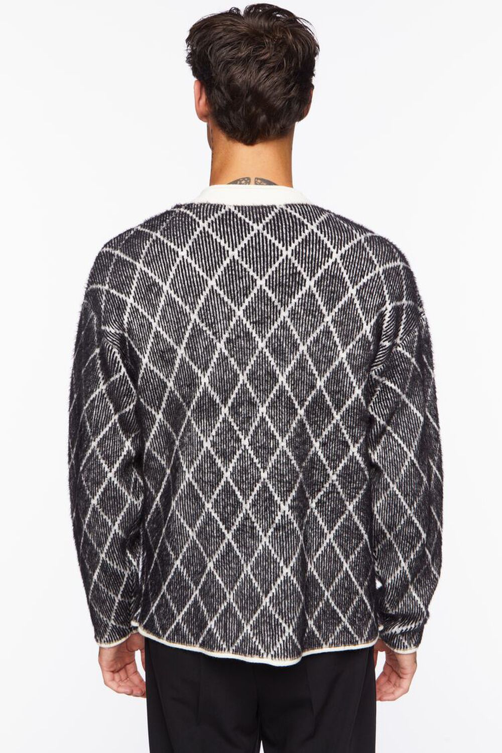 BLACK/MULTI Lattice Cardigan Sweater, image 3