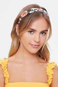 BLACK/MULTI Studded Floral Print Headband, image 1