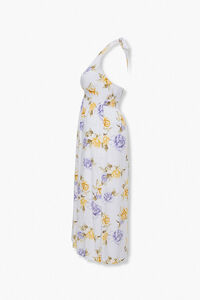 IVORY/MULTI Plus Size Floral Print Halter Dress, image 2