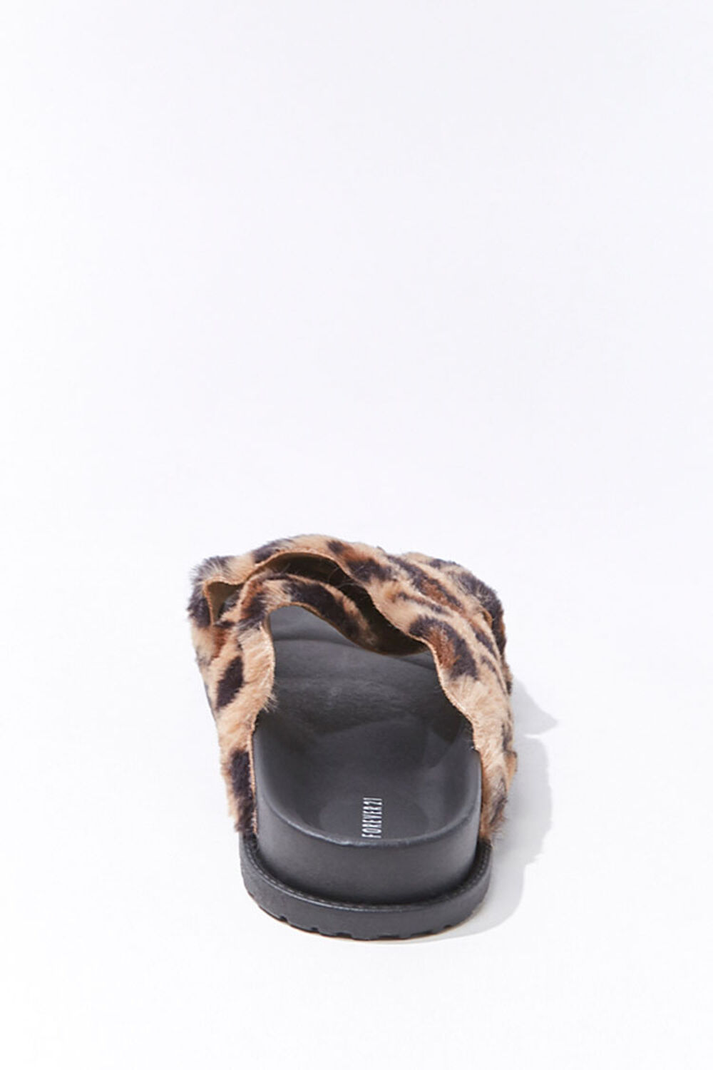 TAN/MULTI Plush Leopard Print Crisscross Slippers, image 2