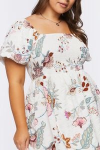 CREAM/MULTI Plus Size Floral Print Mini Dress, image 5