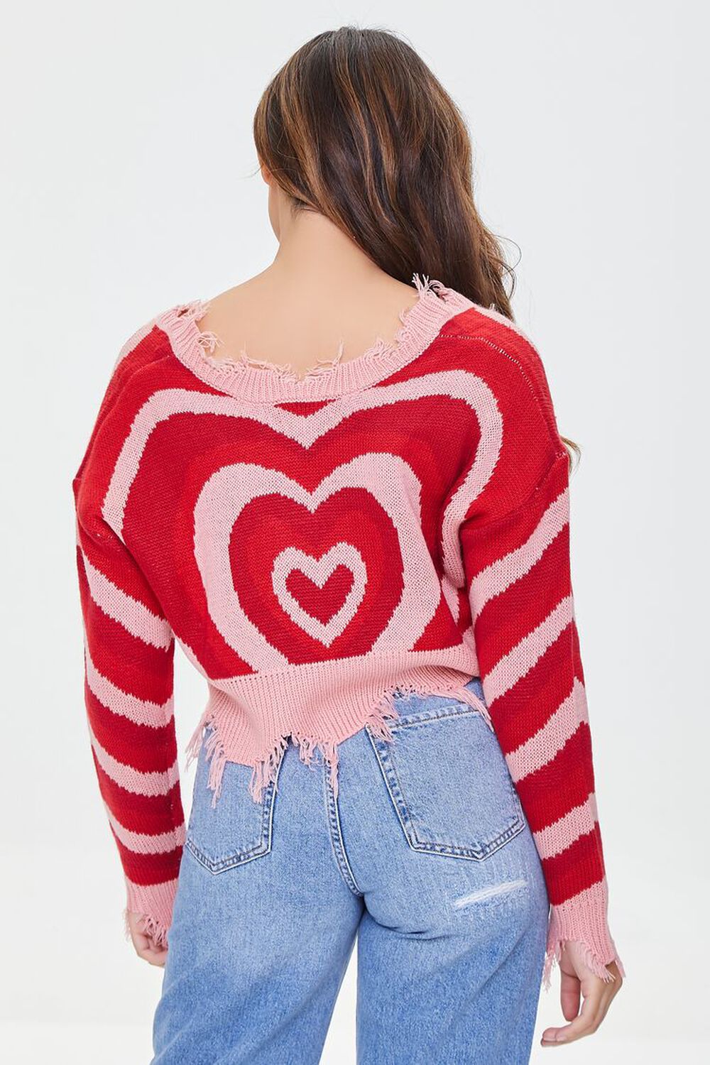 RED/MULTI Frayed Heart Sweater, image 3