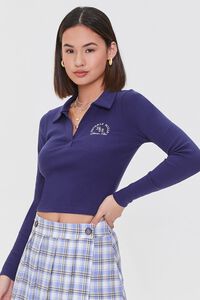 NAVY/WHITE Ribbed Beverly Hills Graphic Top, image 1