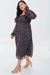 BLACK/MULTI Plus Size Ditsy Floral Chiffon Dress, image 4