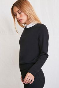 BLACK/WHITE Faux Gem-Collar Sweater, image 2