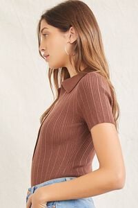 BROWN Collared Sweater-Knit Bodysuit, image 2