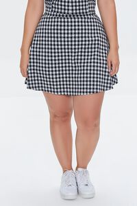BLACK/MULTI Plus Size Gingham Crop Top & Skirt Set, image 6