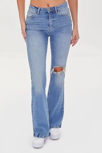 LIGHT DENIM Hemp 4% Distressed Flare Jeans, image 2