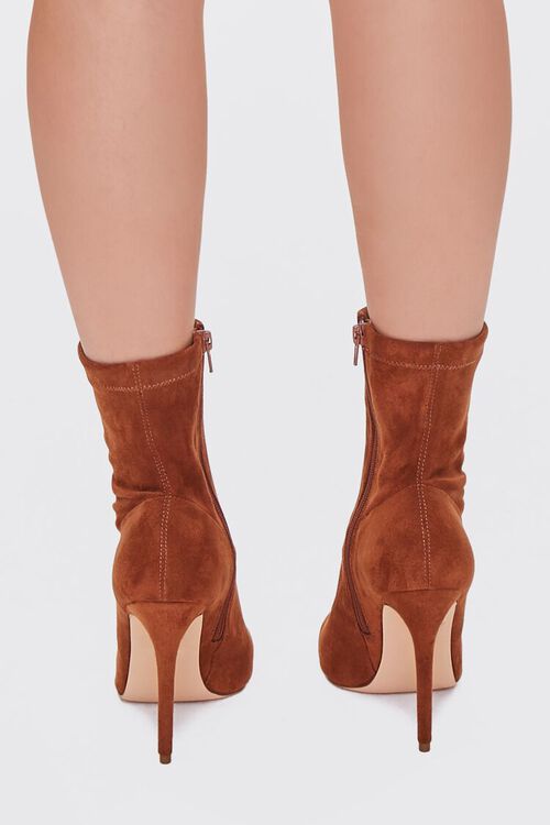 BROWN Faux Suede Stiletto Sock Booties, image 3