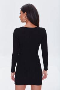 BLACK Ribbed Knit Mini Dress, image 3