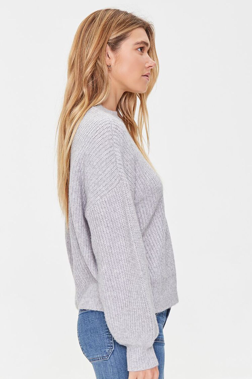 Purl Knit Drop-Sleeve Sweater