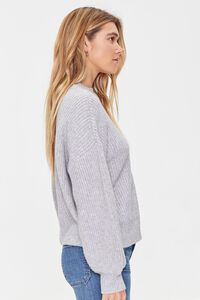 HEATHER GREY Purl Knit Drop-Sleeve Sweater, image 2