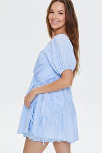 LIGHT BLUE Tiered Puff-Sleeve Mini Dress, image 2