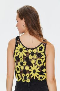 BLACK/YELLOW Sunflower Crochet Crop Top, image 3