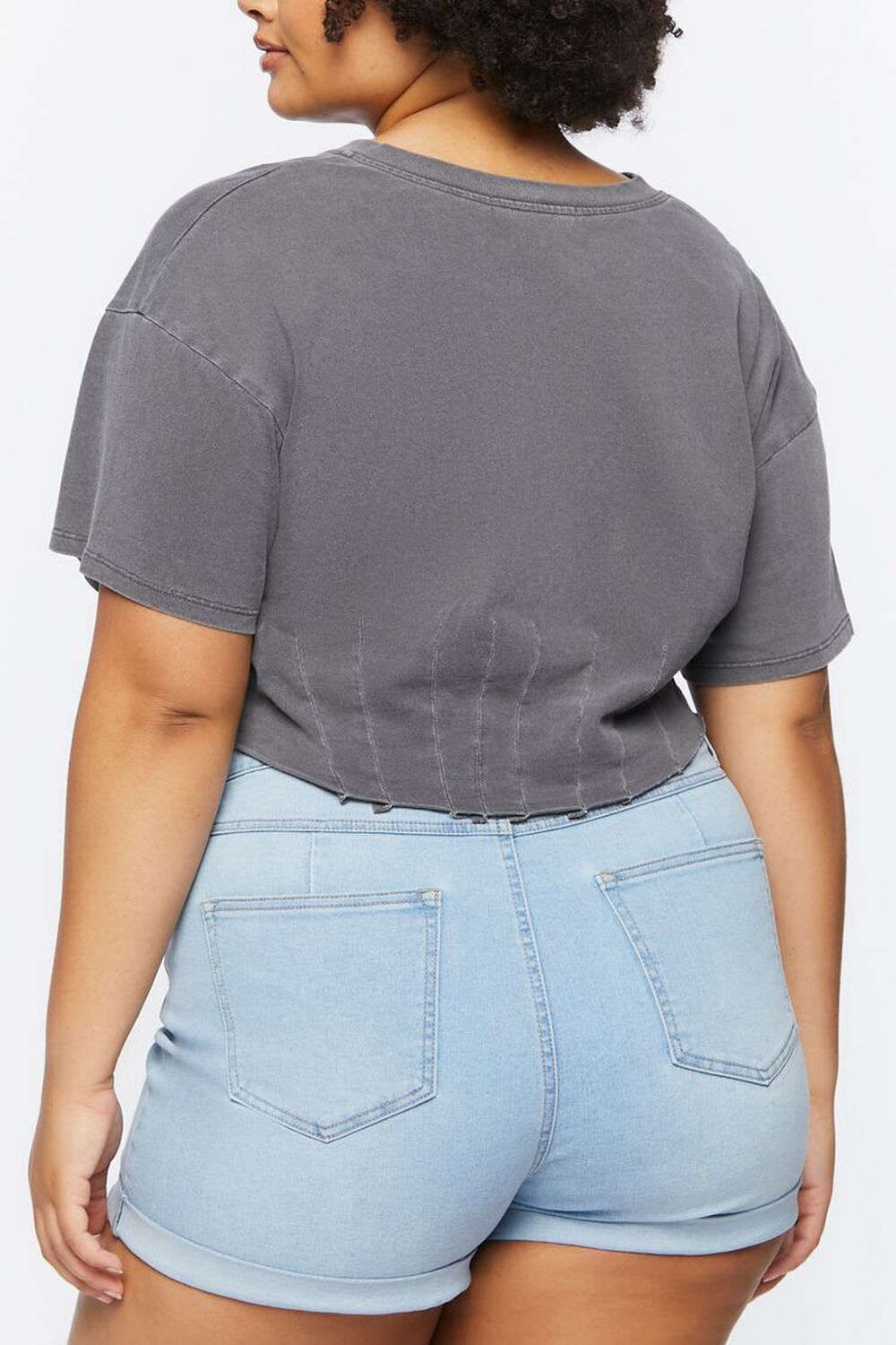 PEWTER Plus Size Raw-Cut Cropped Tee, image 3