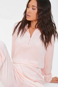 BLUSH Pajama Half-Zip Crop Top, image 1