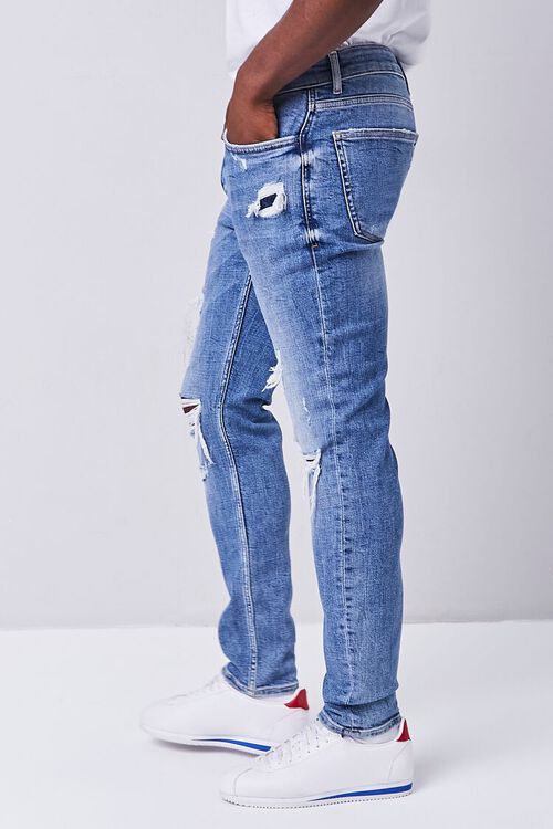 MEDIUM DENIM Distressed Slim-Fit Jeans, image 3
