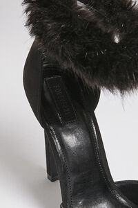 BLACK Faux Fur Ankle Strap Heels, image 5