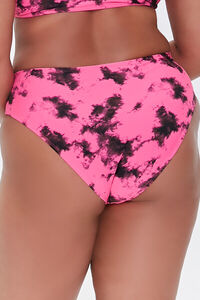 PINK/BLACK Plus Size Tie-Dye Bikini Bottoms, image 4