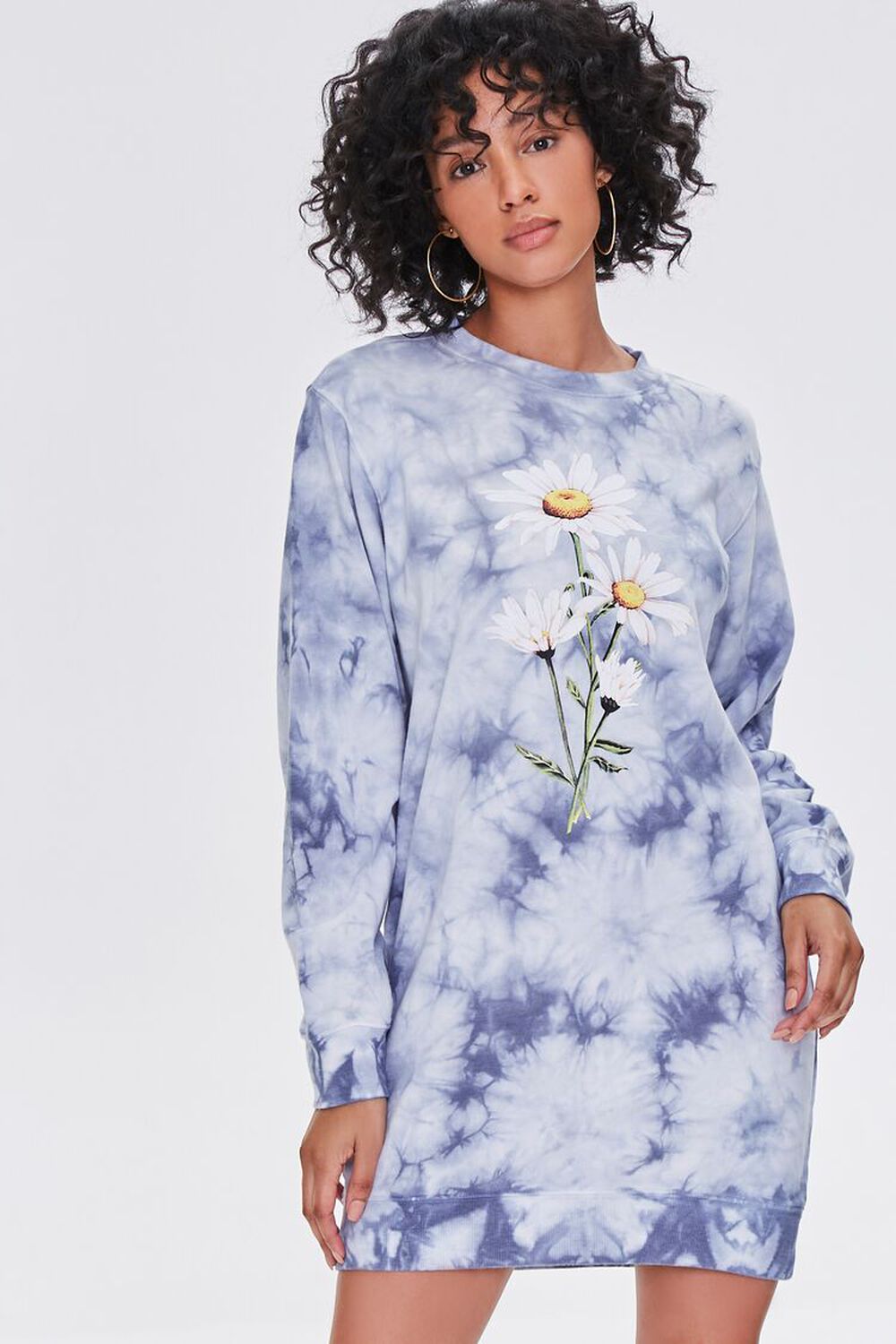 BLUE/MULTI Tie-Dye Floral Graphic Dress, image 1