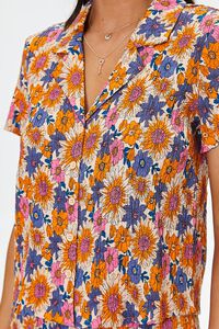 ORANGE/MULTI Pleated Floral Print Shirt, image 5