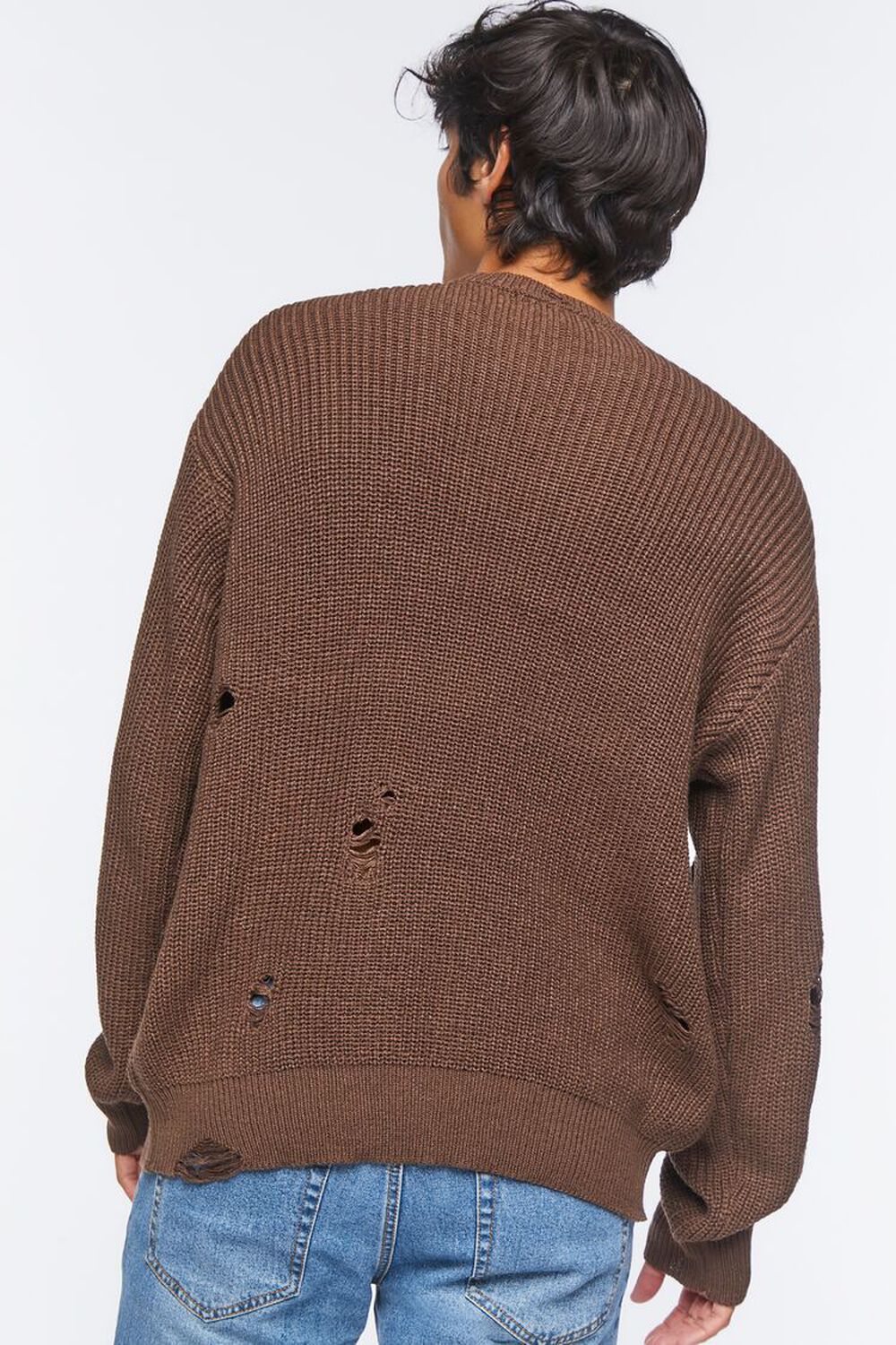 DARK BROWN Distressed Drop-Sleeve Sweater, image 3