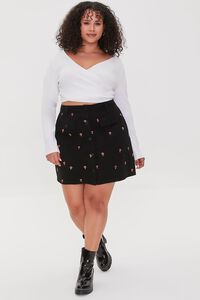 BLACK/RED Plus Size Mushroom Print Mini Skirt, image 5