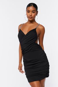 BLACK Ruched Open-Back Mini Dress, image 1