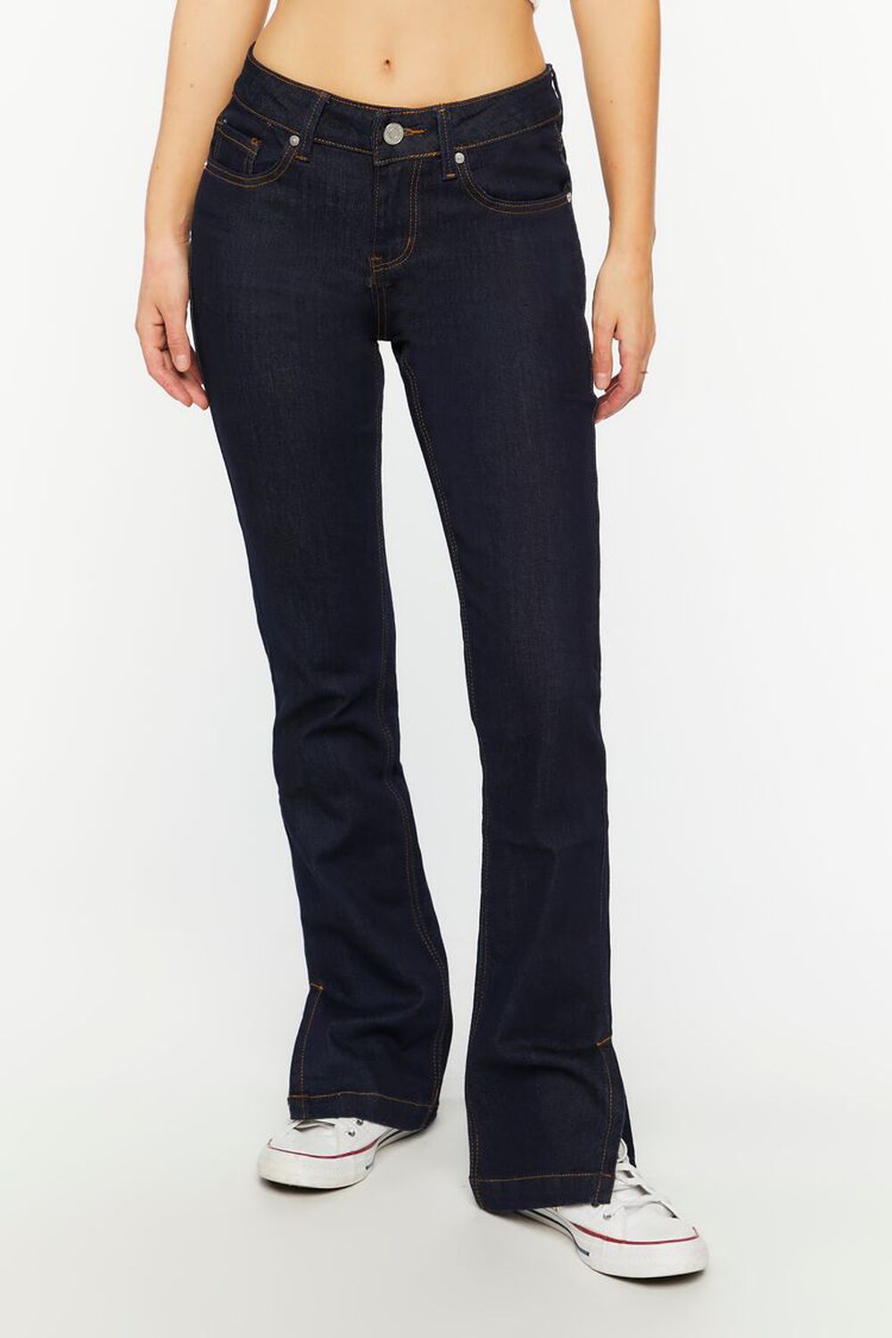 DARK DENIM Split-Hem Slim-Fit Jeans, image 1
