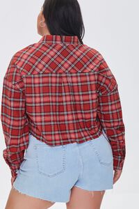 RED/MULTI Plus Size Cropped Plaid Shirt, image 3