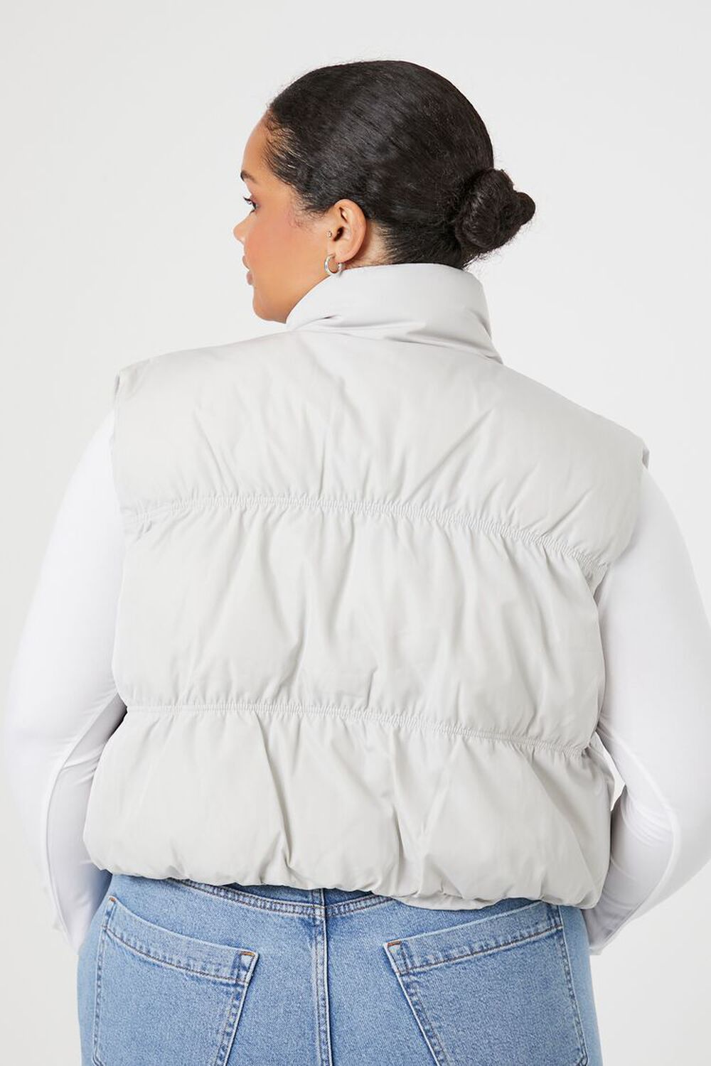 SILVER Plus Size Quilted Puffer Vest, image 3